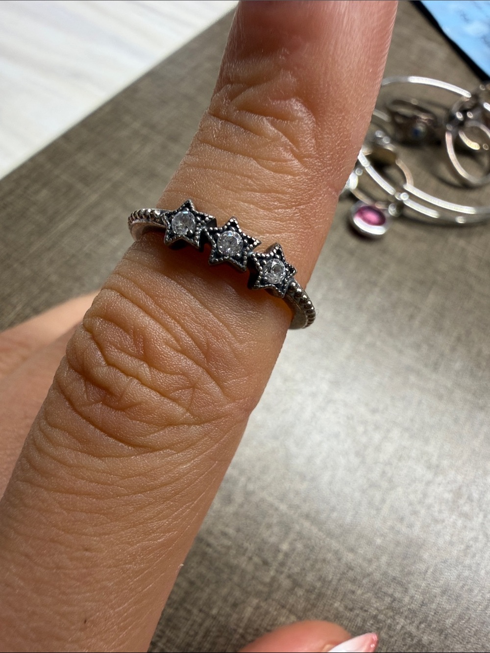 Pandora Silver Star Ring with Clear Stones